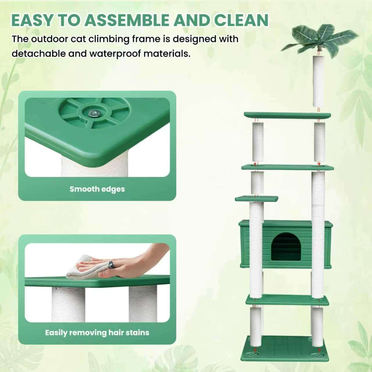 Torre rascador impermeable para gatos con diseno botanico para jardines y exteriores.