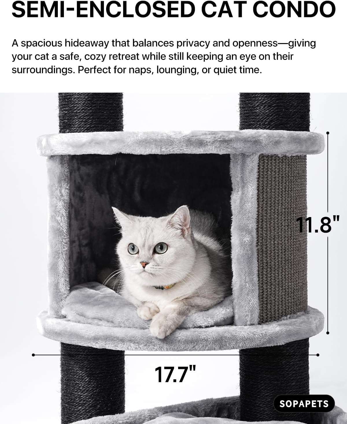 Torre rascador de lujo XL (163 cm) con 11 postes de sisal. Firmeza inquebrantable para gatos Maine Coon o grandes.