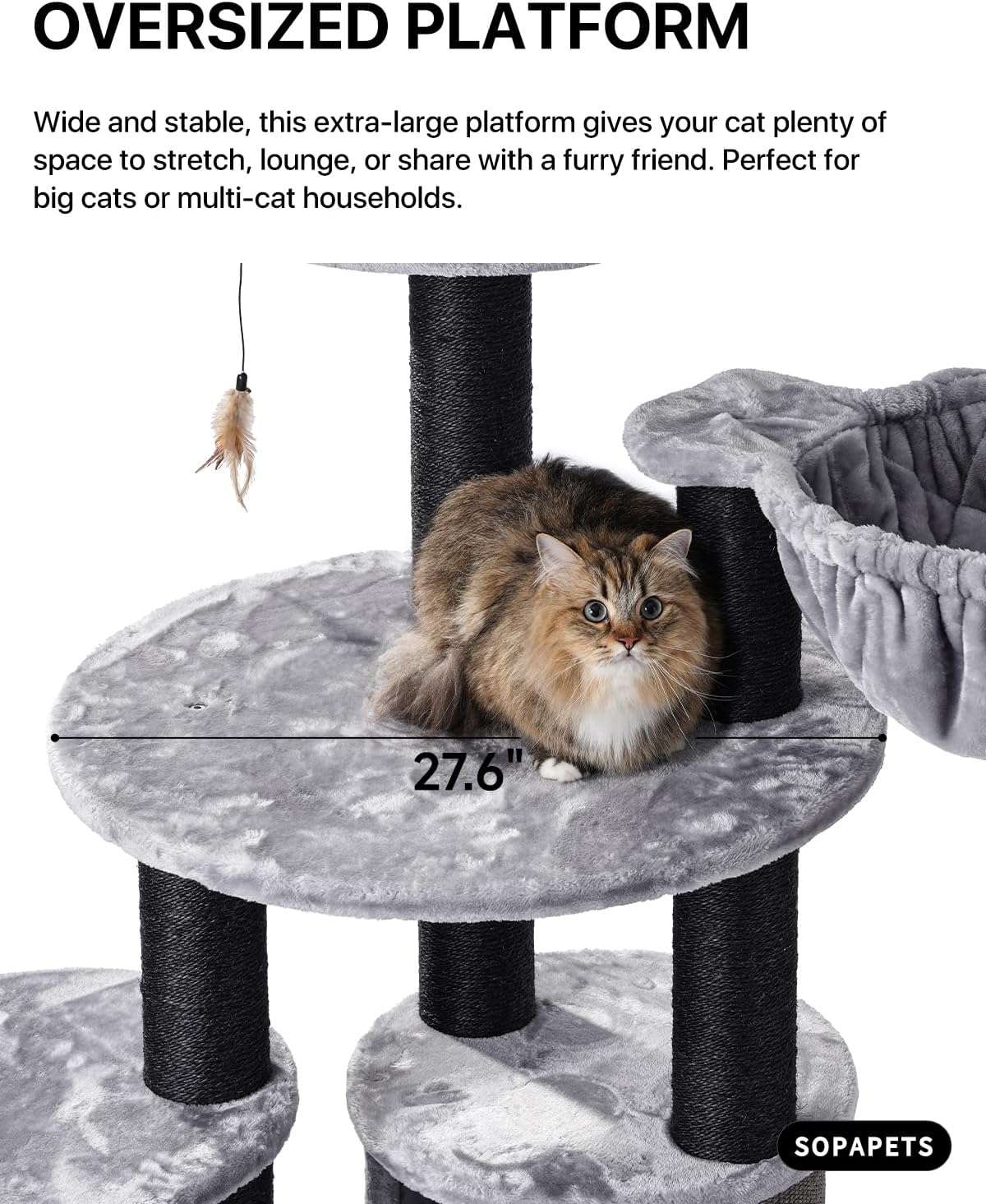Torre rascador de lujo XL (163 cm) con 11 postes de sisal. Firmeza inquebrantable para gatos Maine Coon o grandes.