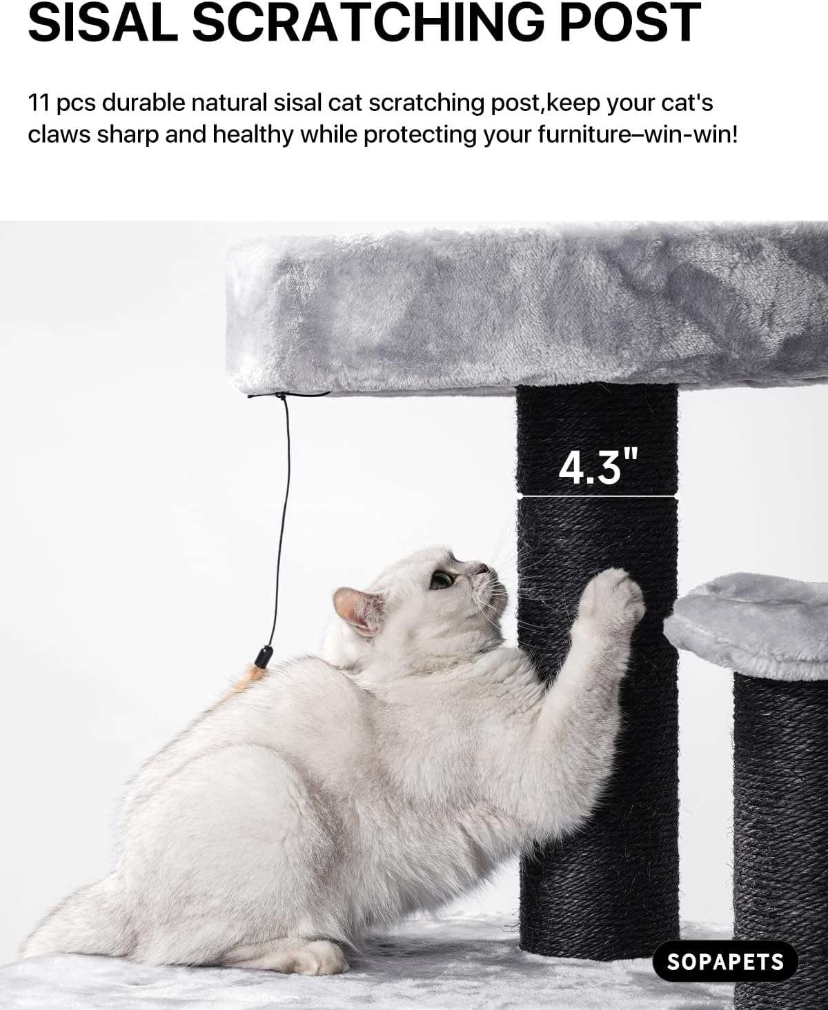 Torre rascador de lujo XL (163 cm) con 11 postes de sisal. Firmeza inquebrantable para gatos Maine Coon o grandes.