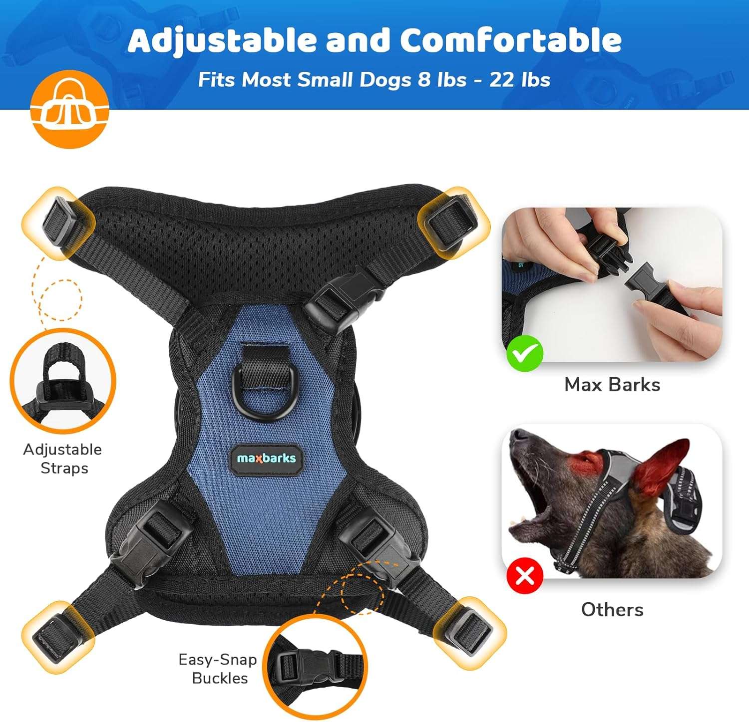 Arnes antiladridos para perros pequeños sin choque con vibracion y argolla de paseo.