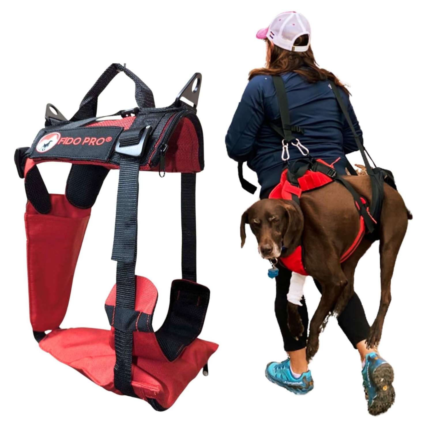 Arnes tactico Panza V2 para perros grandes con sistema de cabestrillo de rescate y bolsillos de carga.