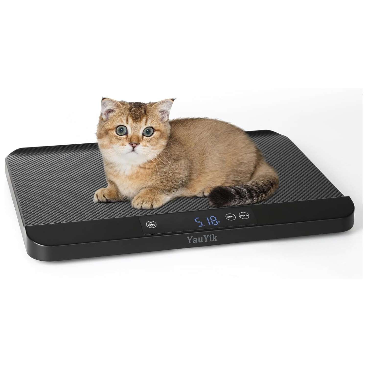 Bascula digital de 40 kilos para mascotas con funcion hold y superficie antideslizante. Pesa de precision para perros y gatos con pantalla LED.