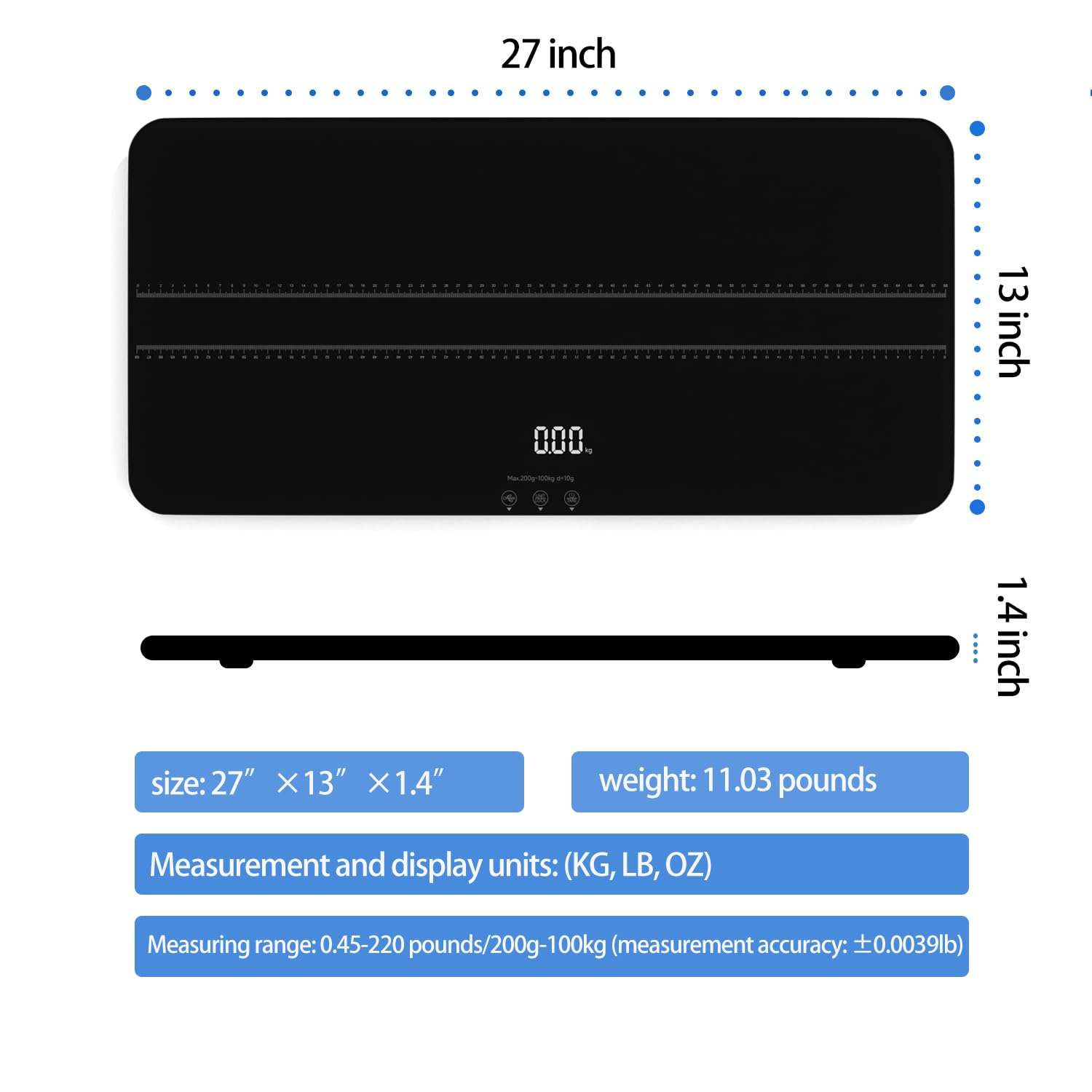 Bascula digital de vidrio templado para mascotas de hasta 100 kilos. Pesa veterinaria recargable para perros medianos y gatos con pantalla LED.