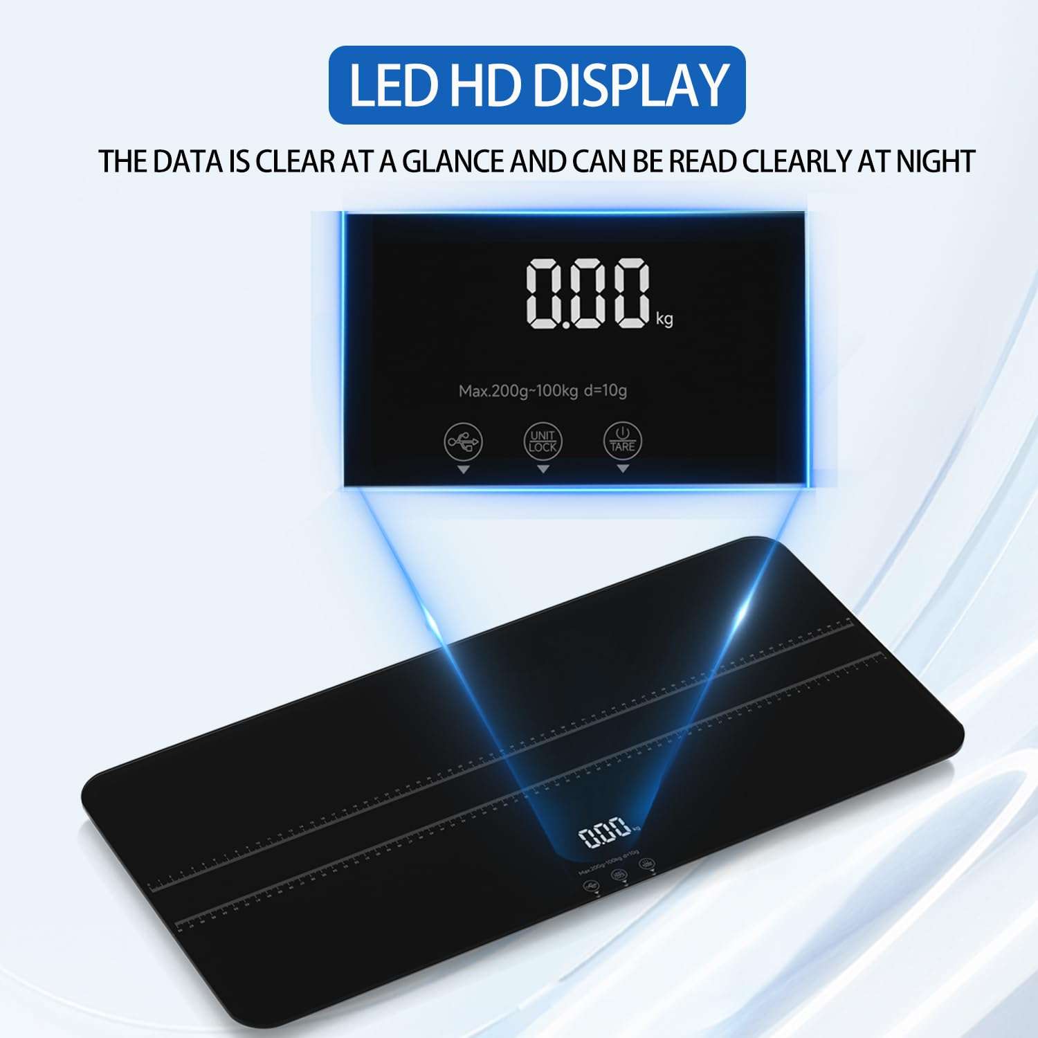 Bascula digital de vidrio templado para mascotas de hasta 100 kilos. Pesa veterinaria recargable para perros medianos y gatos con pantalla LED.