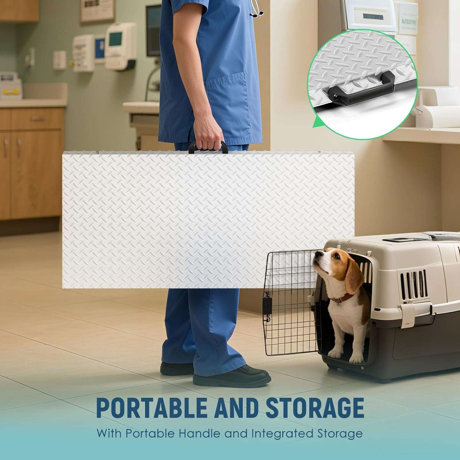 Bascula de plataforma digital de 500 kilos con superficie antideslizante de 103x53 cm para pesar perros grandes y ganado.