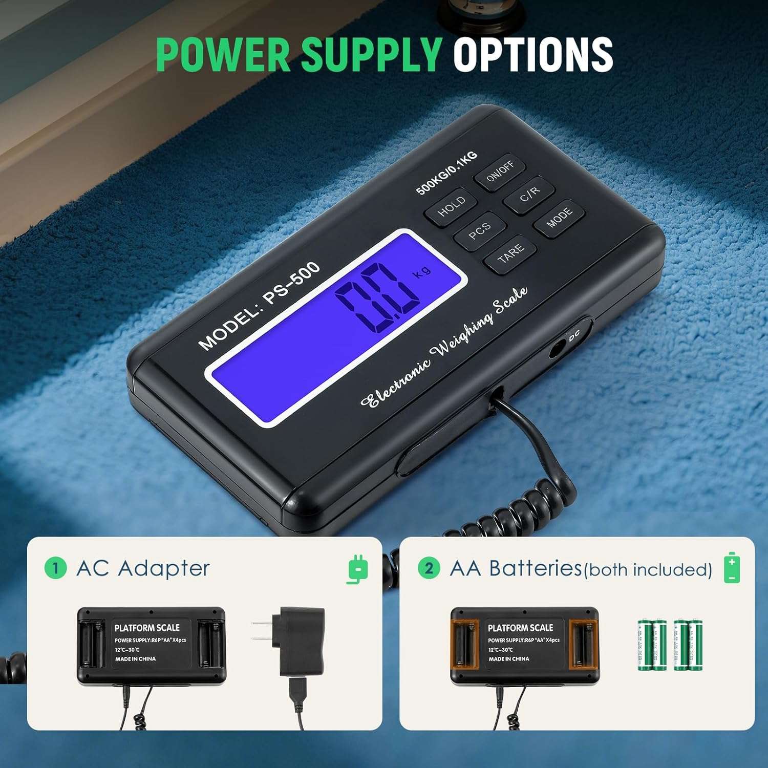 Bascula de plataforma digital de 500 kilos con superficie antideslizante de 103x53 cm para pesar perros grandes y ganado.