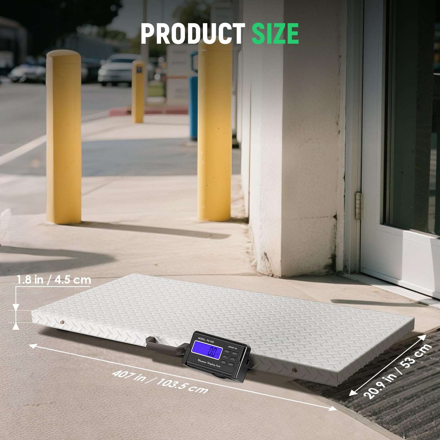 Bascula de plataforma digital de 500 kilos con superficie antideslizante de 103x53 cm para pesar perros grandes y ganado.