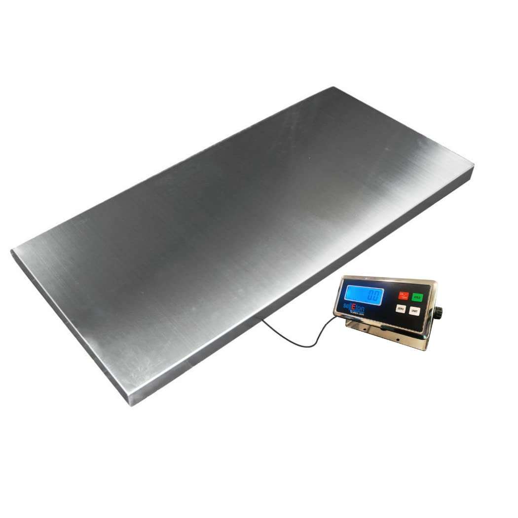 Bascula de plataforma veterinaria de 500 kilos de acero inoxidable. Pesa digital para perros mascotas y ganado con funcion hold.