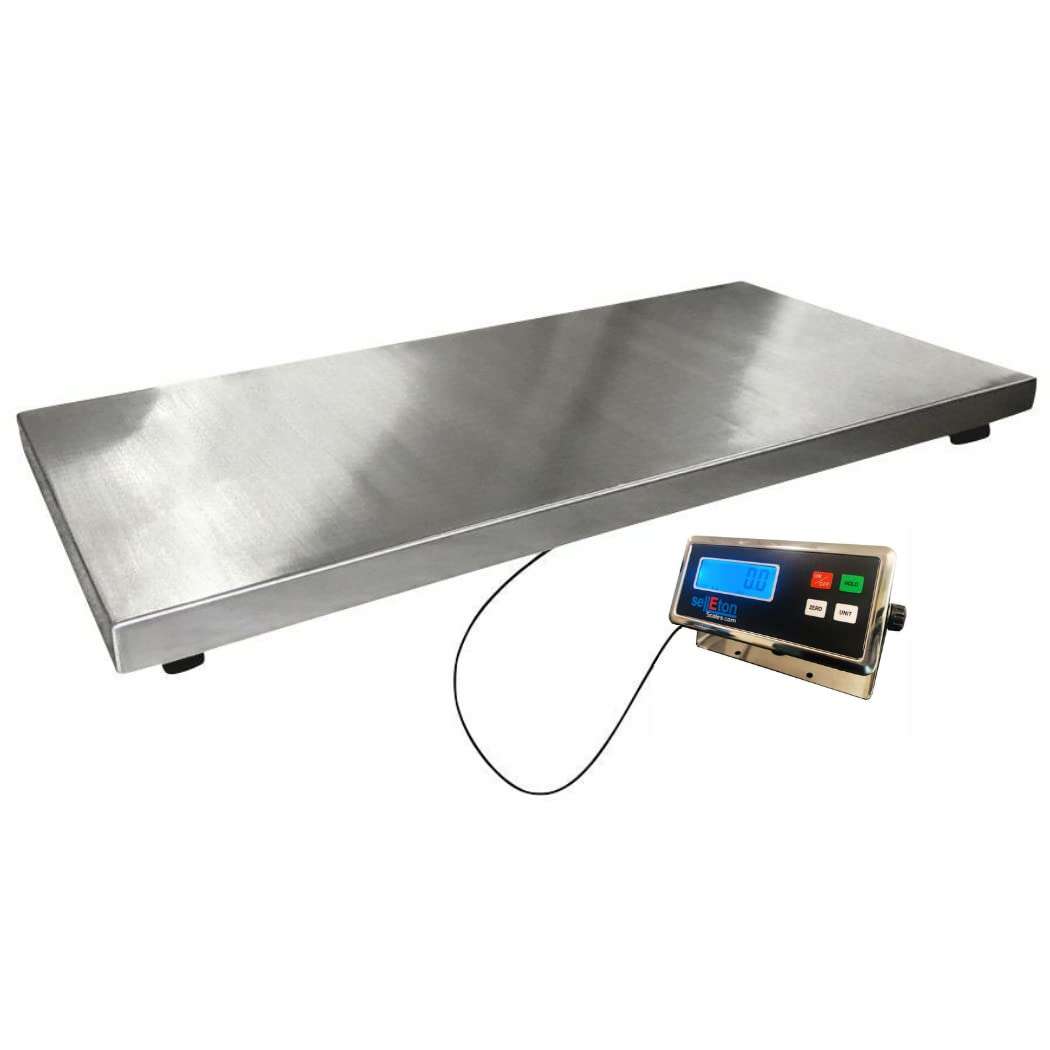 Bascula de plataforma veterinaria de 500 kilos de acero inoxidable. Pesa digital para perros mascotas y ganado con funcion hold.