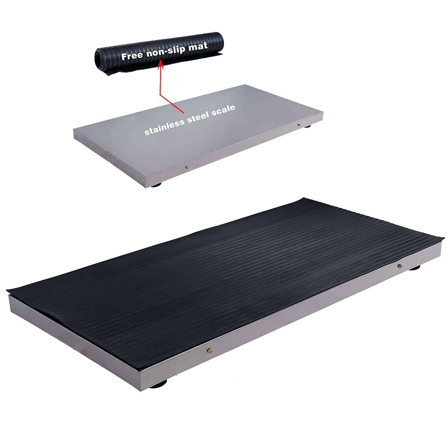 Bascula de plataforma veterinaria de 500 kilos de acero inoxidable. Pesa digital para perros mascotas y ganado con funcion hold.