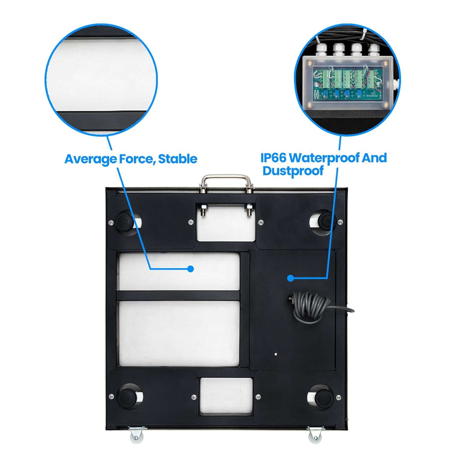 Bascula de plataforma de acero inoxidable de 300 kilos. Pantalla LED y superficie de 46x46 cm para animales y carga.