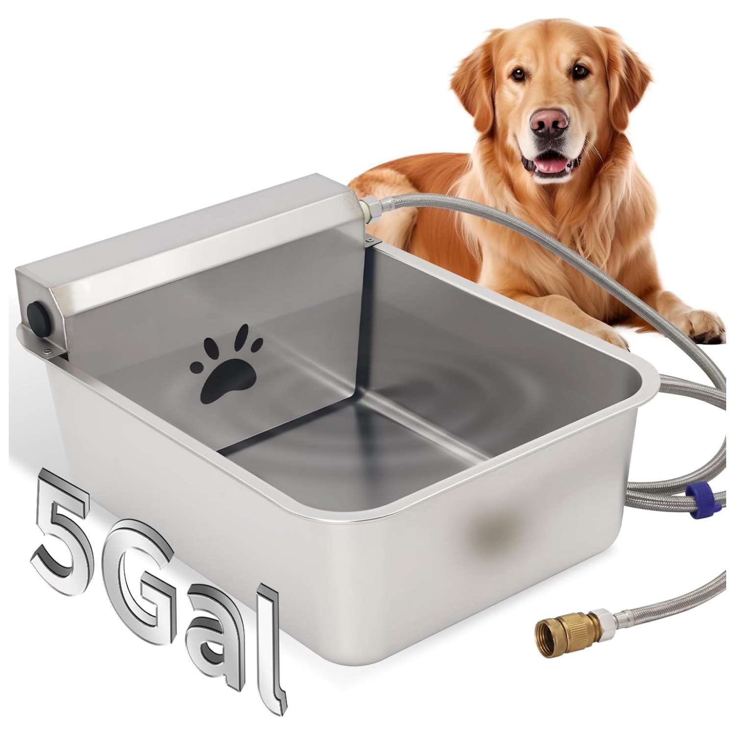 Bebedero automatico acero inoxidable 19 litros para perros y gatos con tapon de desague para limpieza facil y llenado continuo.