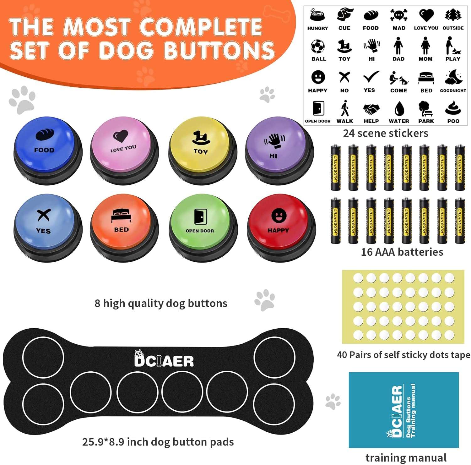 Kit de botones de comunicacion grabables para perros con alfombra y pilas. Juguete interactivo para enseñar a hablar a las mascotas.