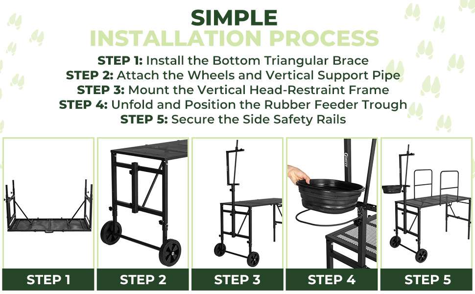Brete movil galvanizado para cabras y ovejas con ruedas. Plataforma de ordeño y despalme ajustable que soporta 272 kilos.