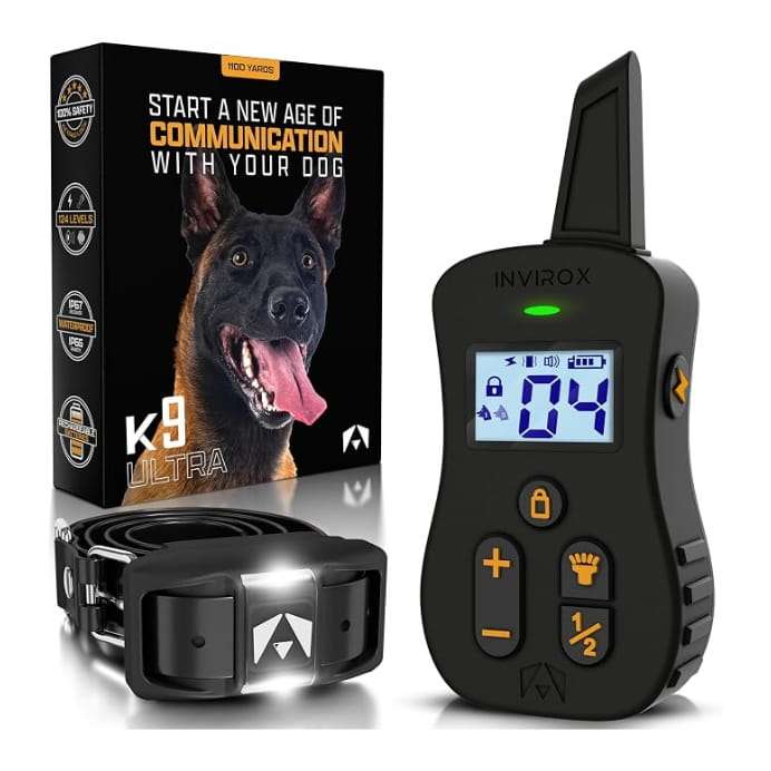 Collar de adiestramiento Limitless K9 Gear profesional de 1200m con 124 niveles y luz nocturna.