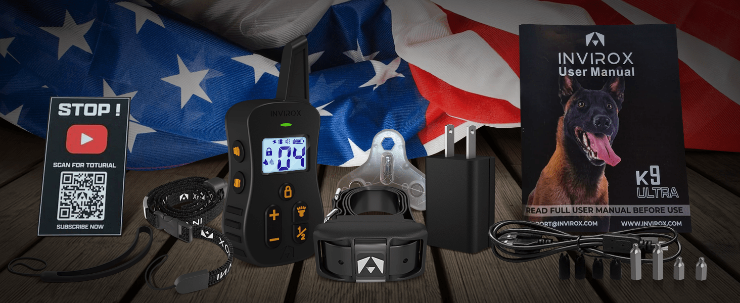 Collar de adiestramiento Limitless K9 Gear profesional de 1200m con 124 niveles y luz nocturna.