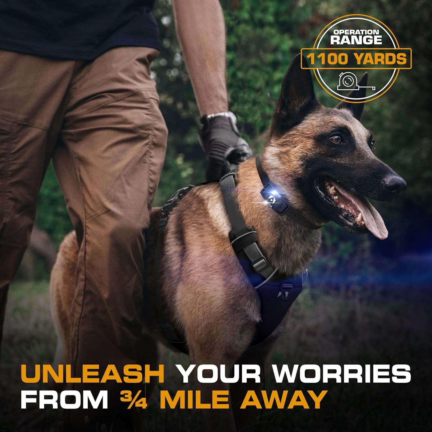 Collar de adiestramiento Limitless K9 Gear profesional de 1200m con 124 niveles y luz nocturna.