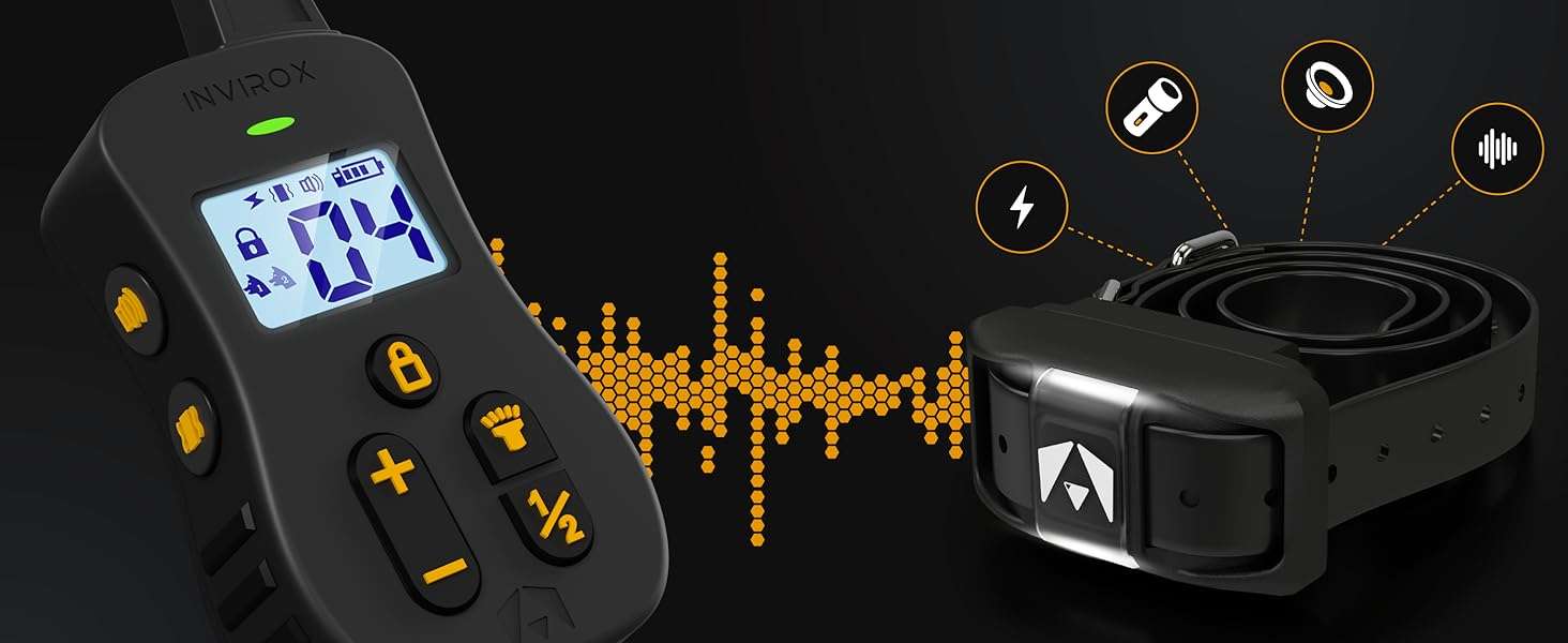 Collar de adiestramiento Limitless K9 Gear profesional de 1200m con 124 niveles y luz nocturna.