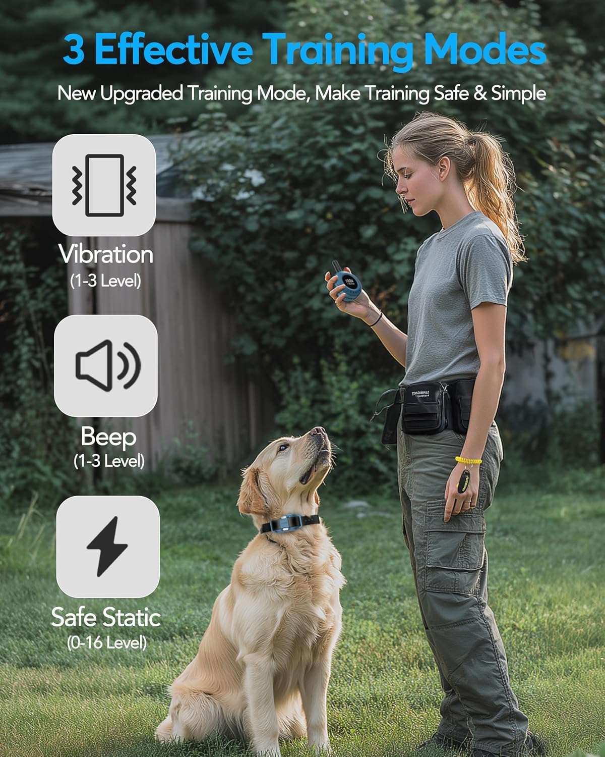 Collar de adiestramiento para perros alcance 1200m impermeable IPX8 con luz LED y vibracion.