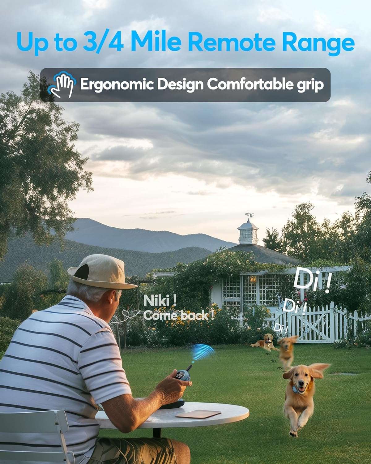 Collar de adiestramiento para perros alcance 1200m impermeable IPX8 con luz LED y vibracion.