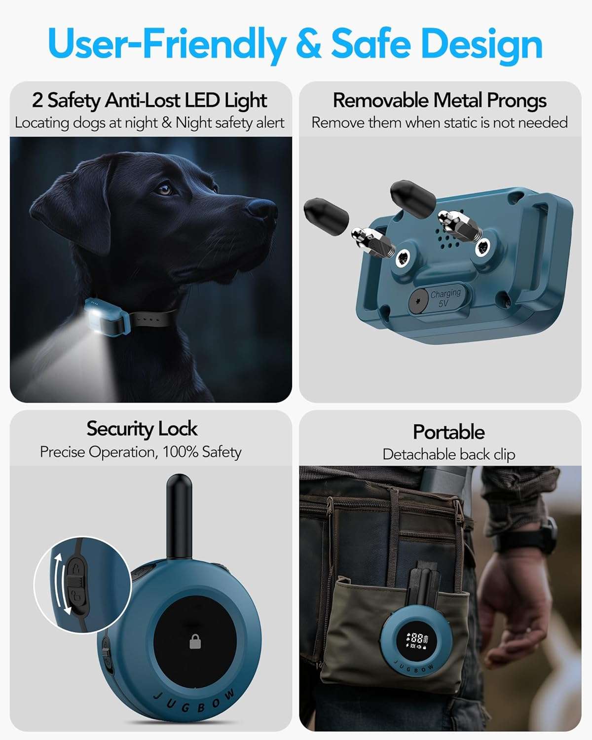 Collar de adiestramiento para perros alcance 1200m impermeable IPX8 con luz LED y vibracion.