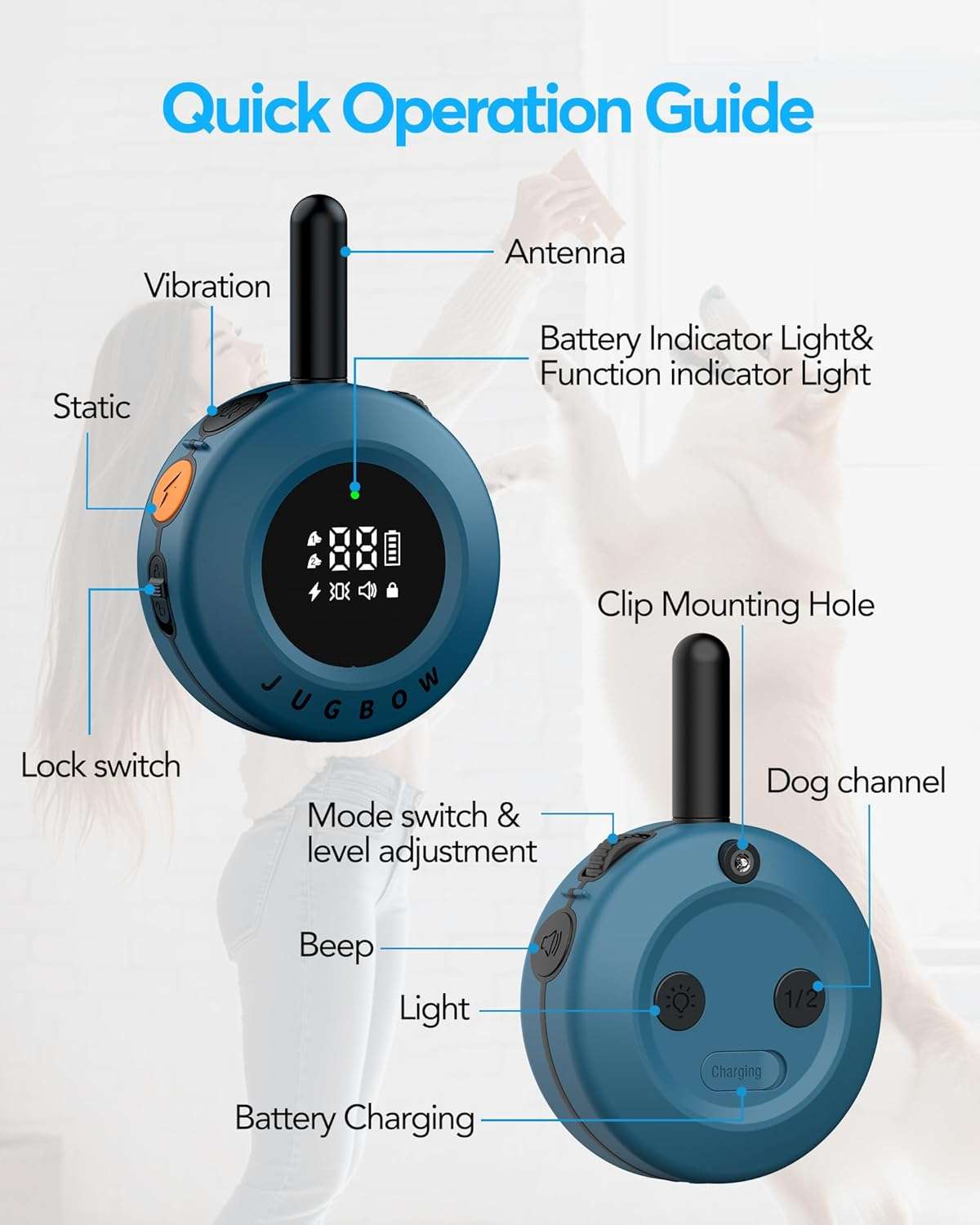 Collar de adiestramiento para perros alcance 1200m impermeable IPX8 con luz LED y vibracion.