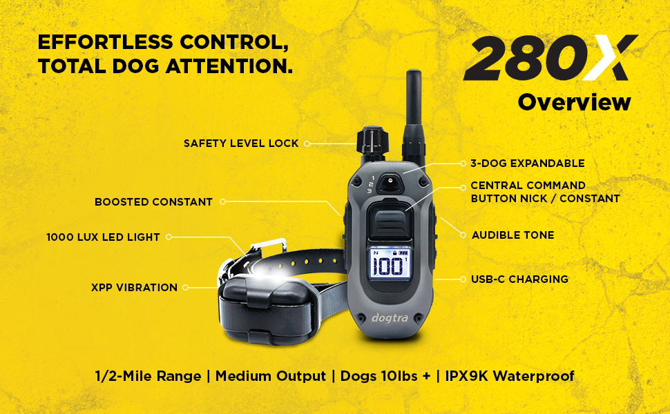 Collar de adiestramiento profesional impermeable para perros con 100 niveles luz LED y vibracion.