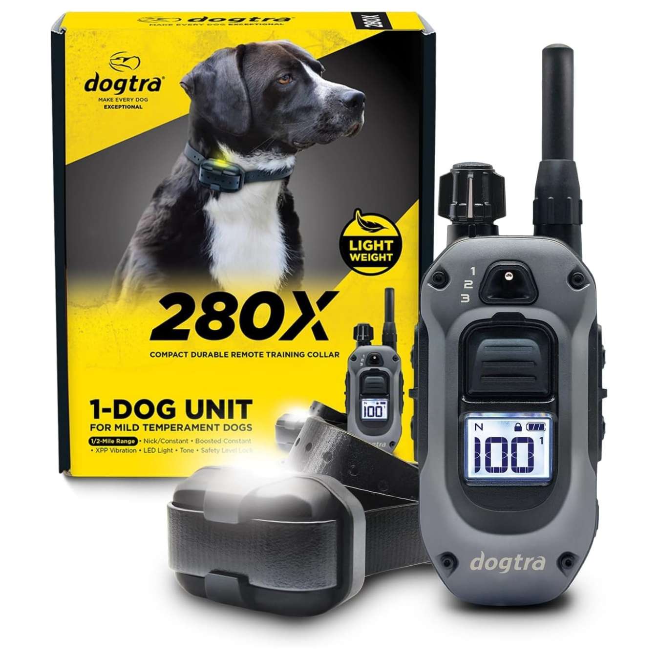 Collar de adiestramiento profesional impermeable para perros con 100 niveles luz LED y vibracion.