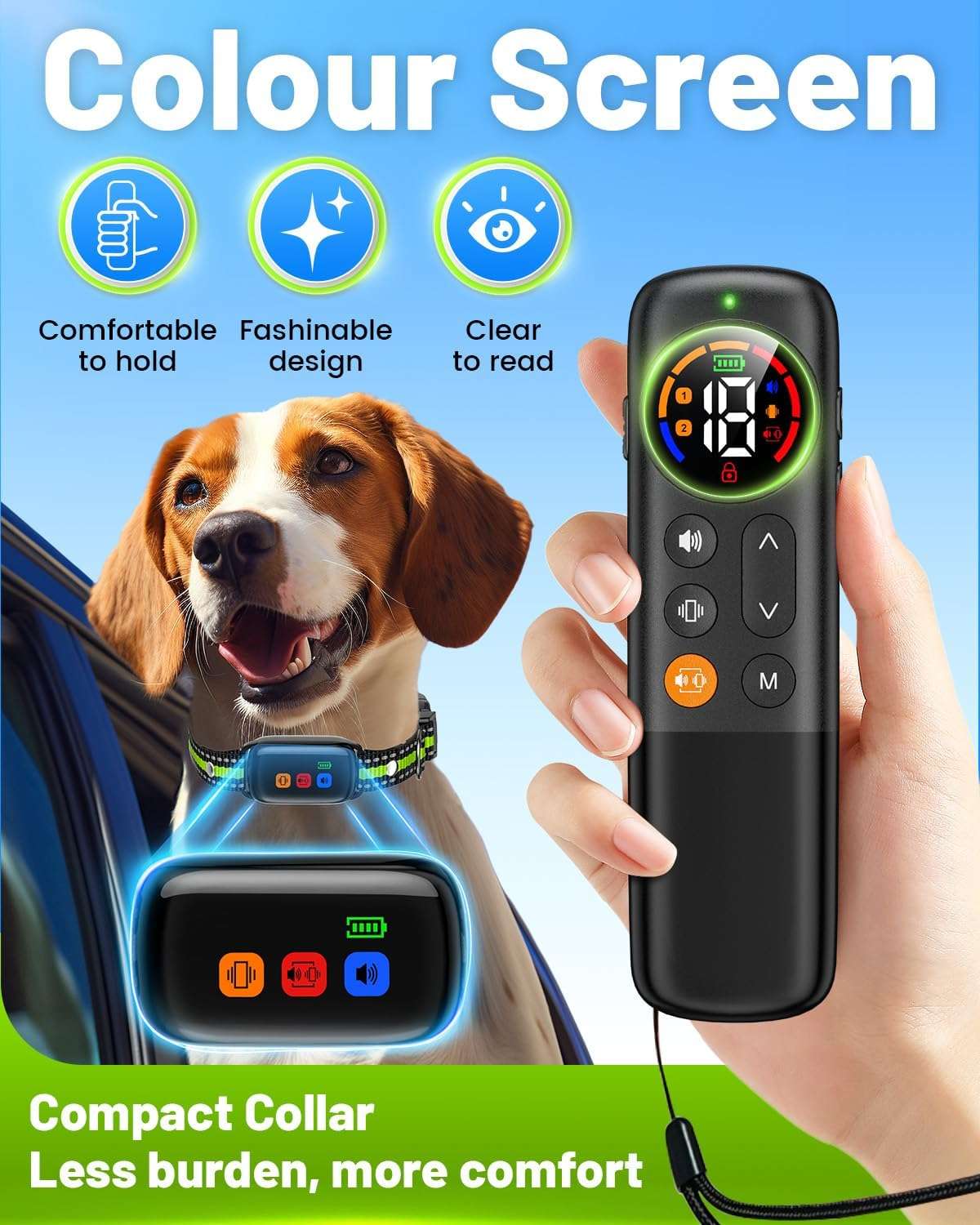 Collar de adiestramiento vibratorio para perros sordos y sensibles sin descarga electrica alcance 1000m.