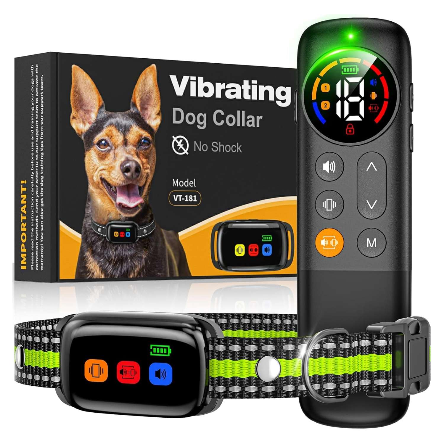 Collar de adiestramiento vibratorio para perros sordos y sensibles sin descarga electrica alcance 1000m.