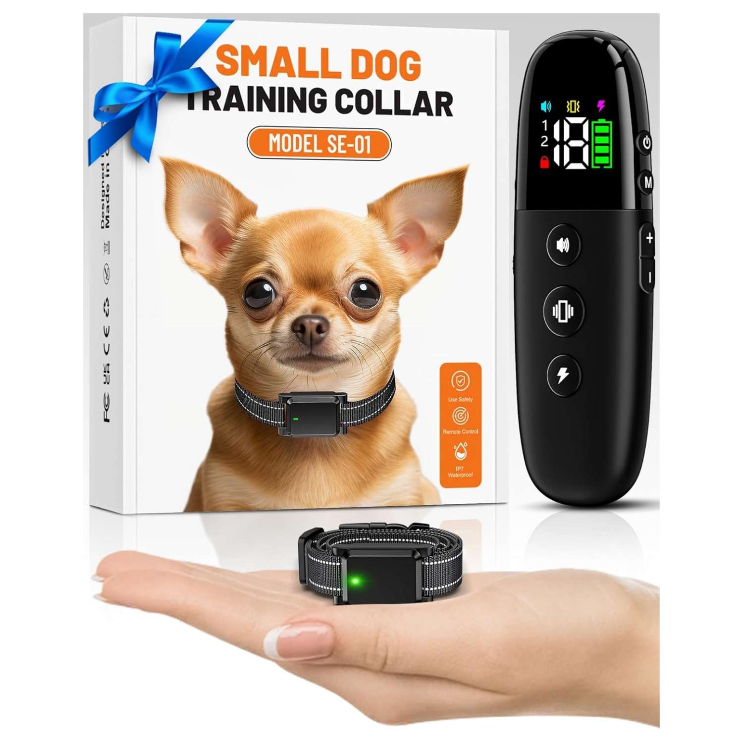 Collar de adiestramiento ultraligero (37g) para perros pequeños y medianos. Alcance 600m, impermeable y vibracion ajustable. Ideal para Poodle y Yorkshire. Recargable.