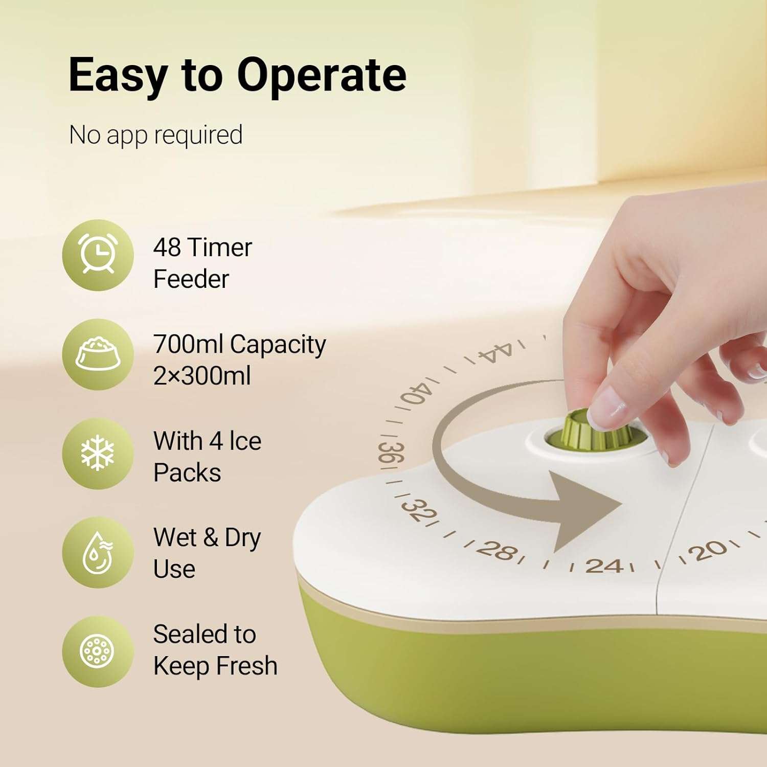 Organiza la alimentacion de tu mascota con este comedero de 48 horas. Incluye platos de acero inoxidable y pack de hielo para conservar la frescura de sobres y raciones secas.