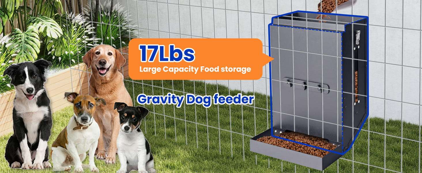 Comedero automático de metal galvanizado para colgar en jaula de perros capacidad 7.7 kilos.