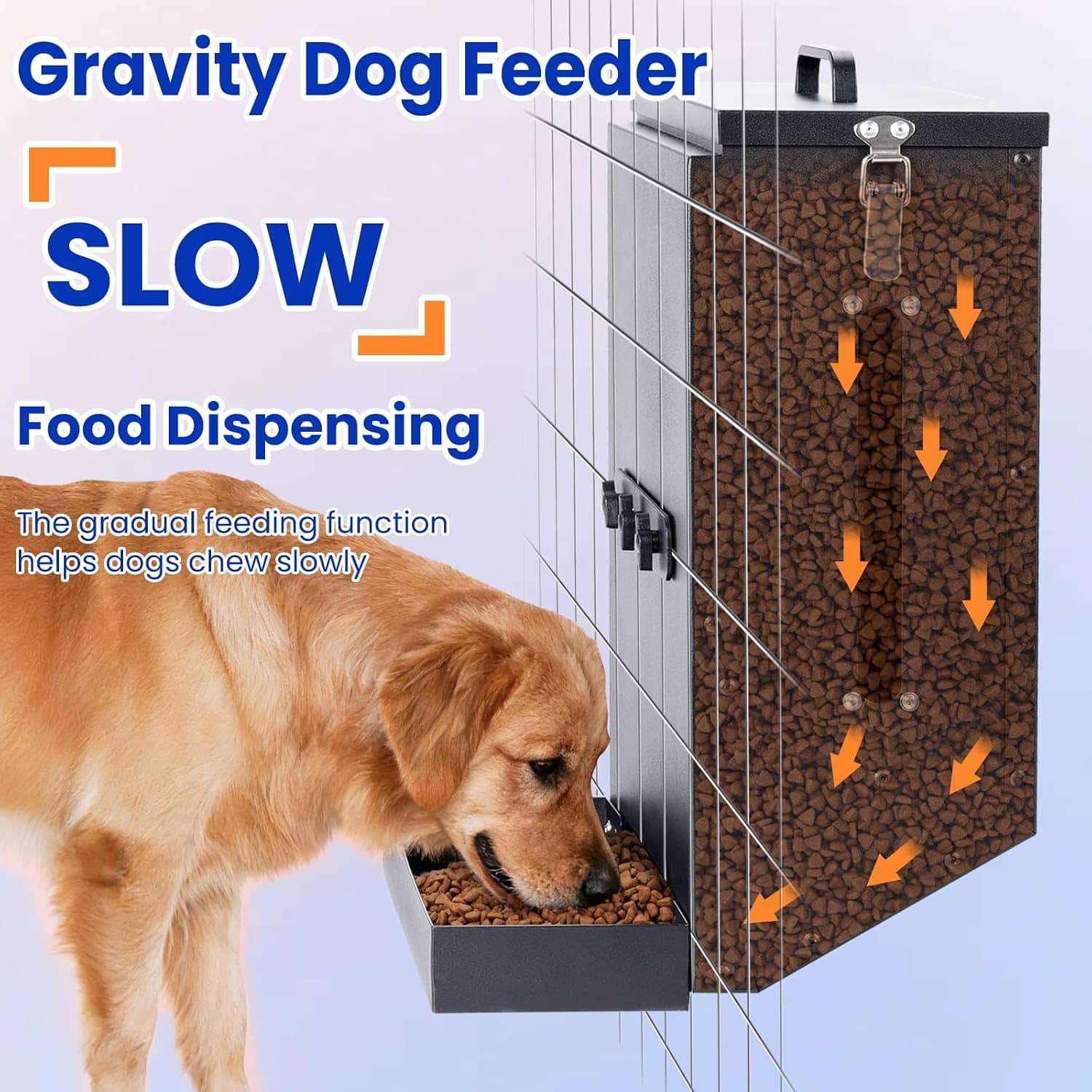 Comedero automático de metal galvanizado para colgar en jaula de perros capacidad 7.7 kilos.