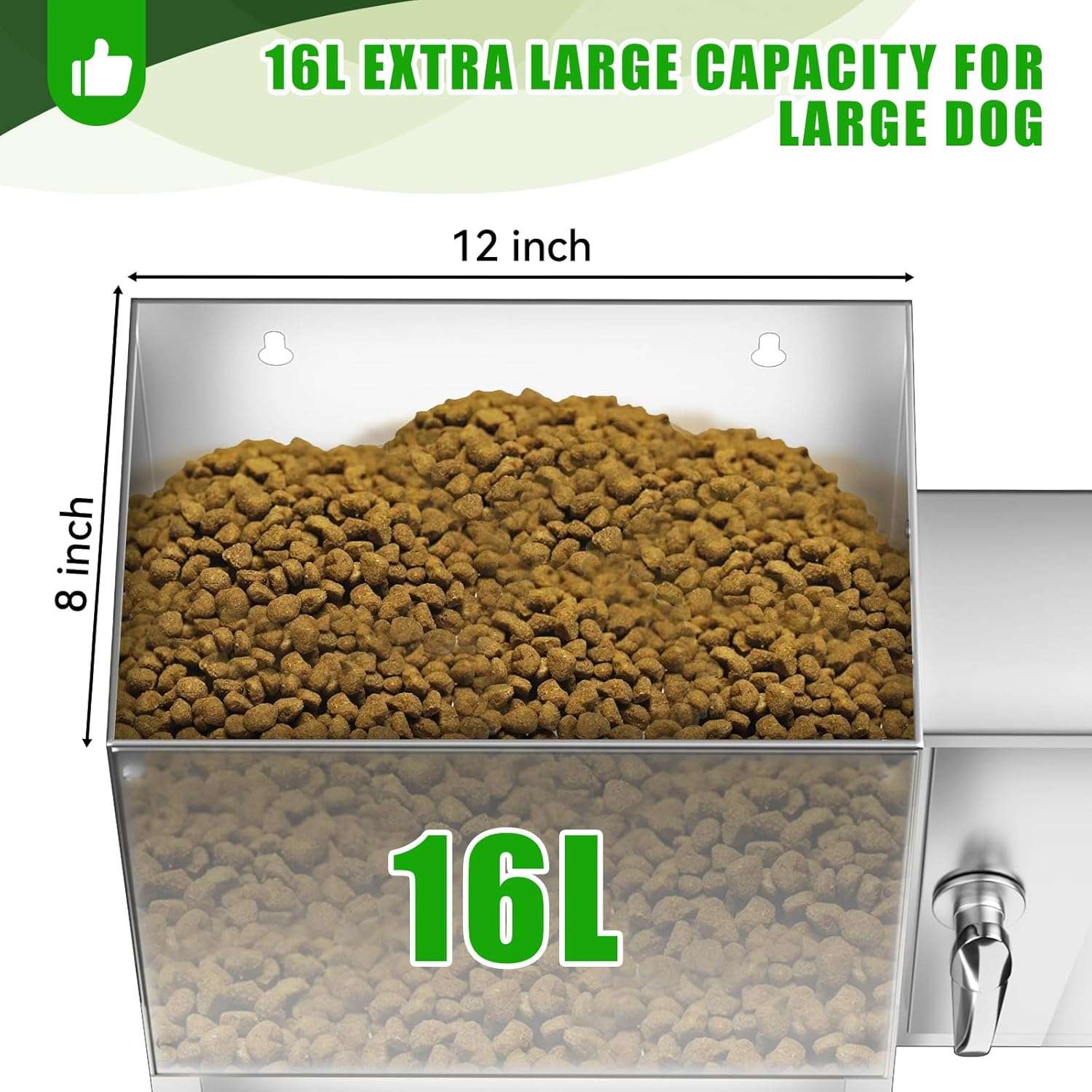 Comedero automático programable de acero inoxidable capacidad 8 kilos para perros grandes.