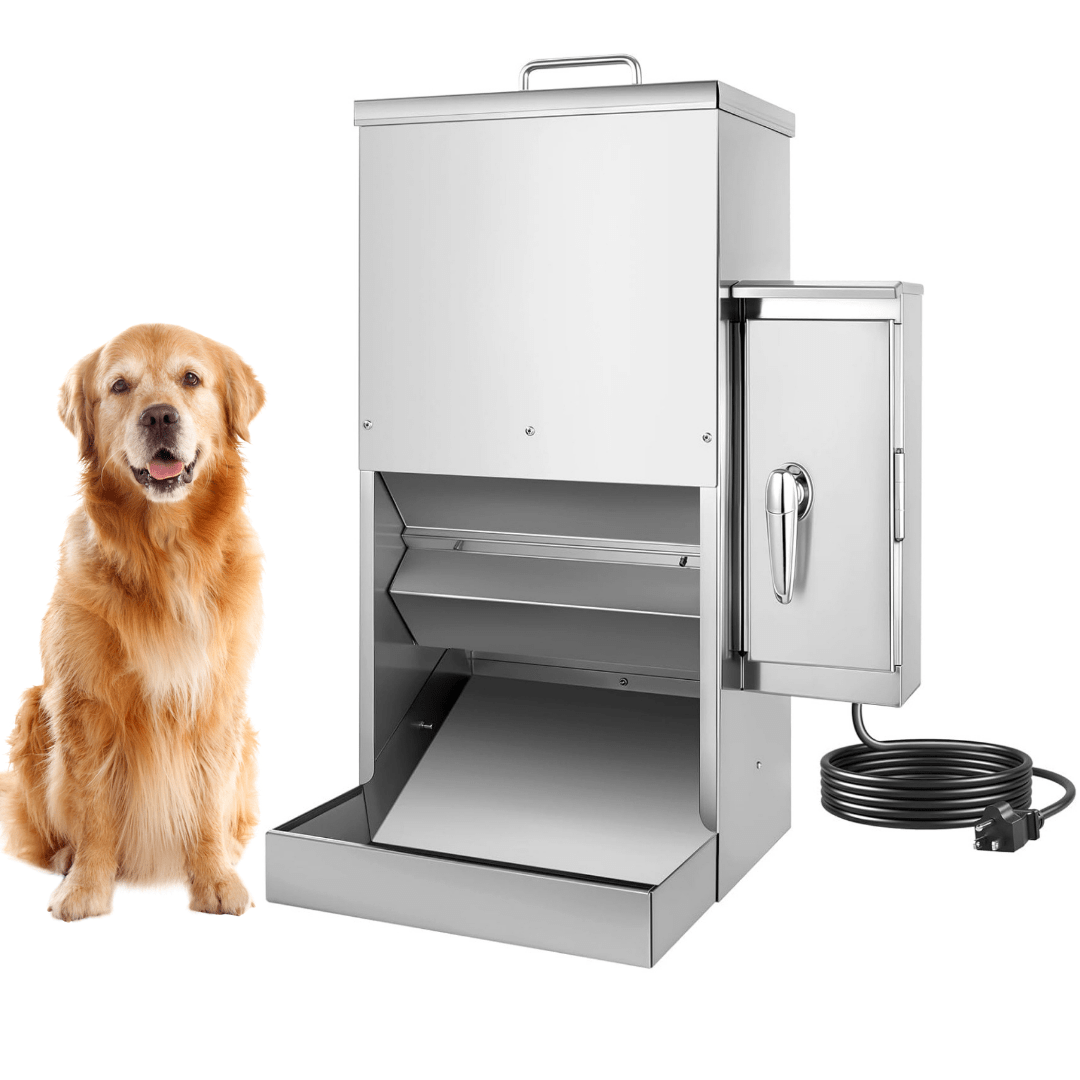 Comedero automático programable de acero inoxidable capacidad 8 kilos para perros grandes.