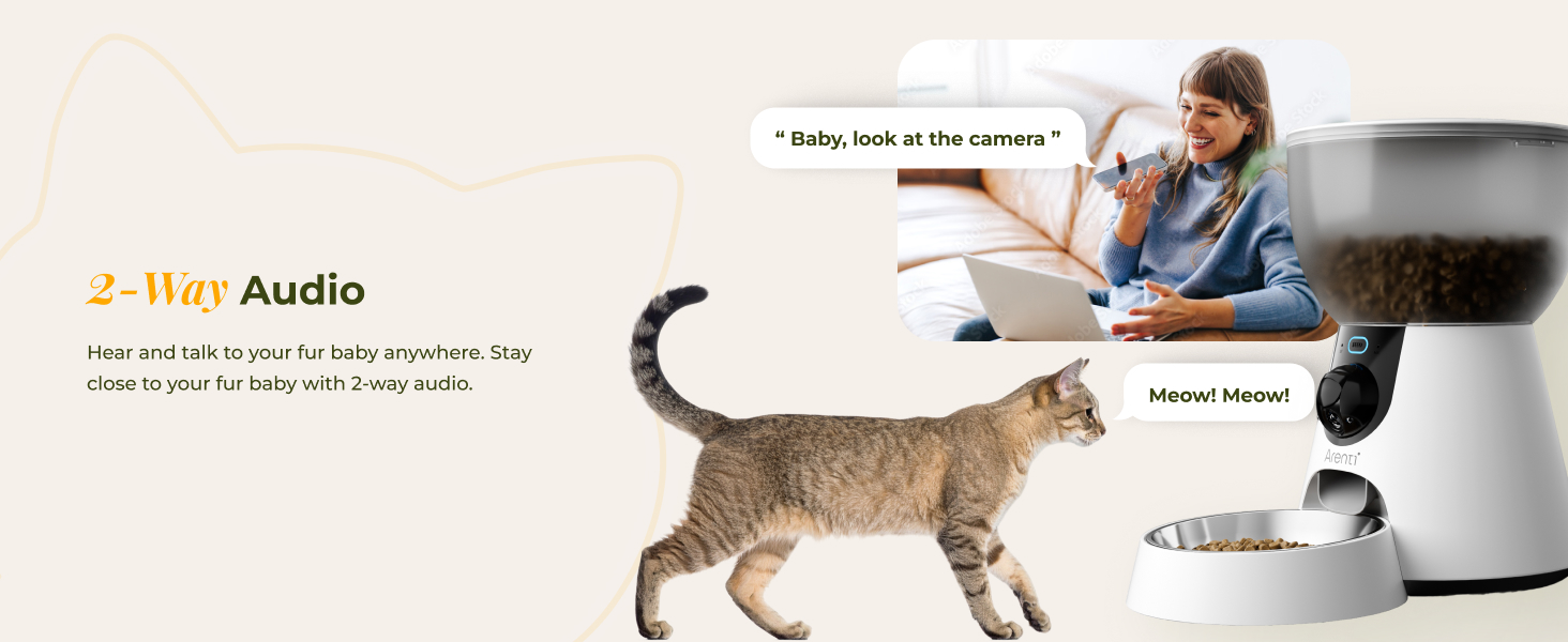 Comedero inteligente blanco con camara 2K gran angular plato de acero inoxidable y conexion WiFi 5G capacidad 2 kg para mascotas.