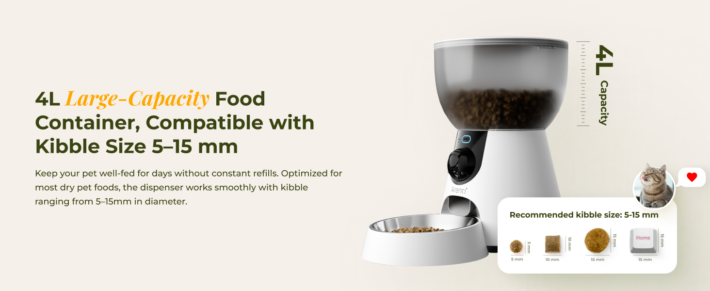 Comedero inteligente blanco con camara 2K gran angular plato de acero inoxidable y conexion WiFi 5G capacidad 2 kg para mascotas.