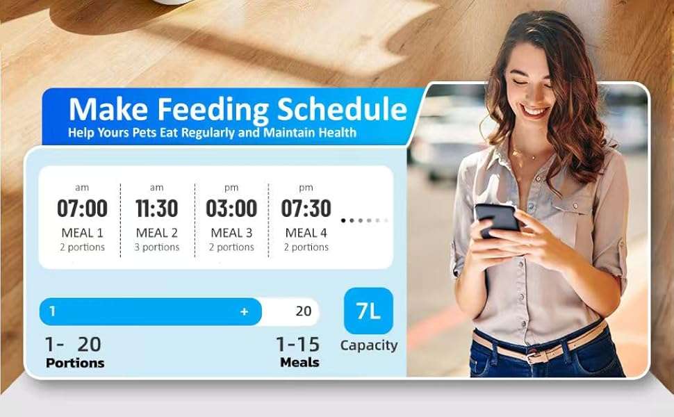 Comedero inteligente blanco con camara HD gran angular y plato inclinado de acero inoxidable capacidad 3.2 kg con conexion WiFi 5G.