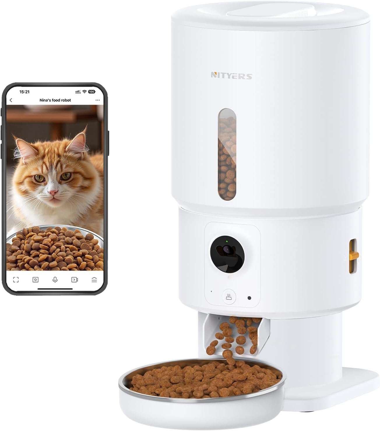 Comedero Automatico WiFi 5G con Camara HD 1080P de 2.3 kg para Gatos y Perros - Imagen 10