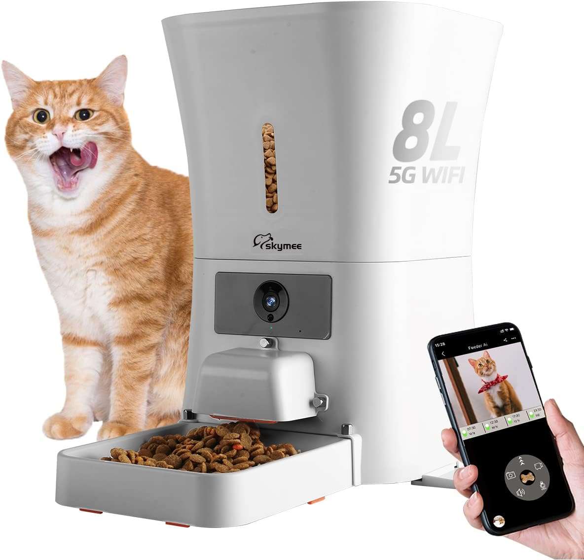 Comedero Automatico WiFi 5G con Camara HD 1080P de 5 kg Programable para Mascotas - Imagen 12