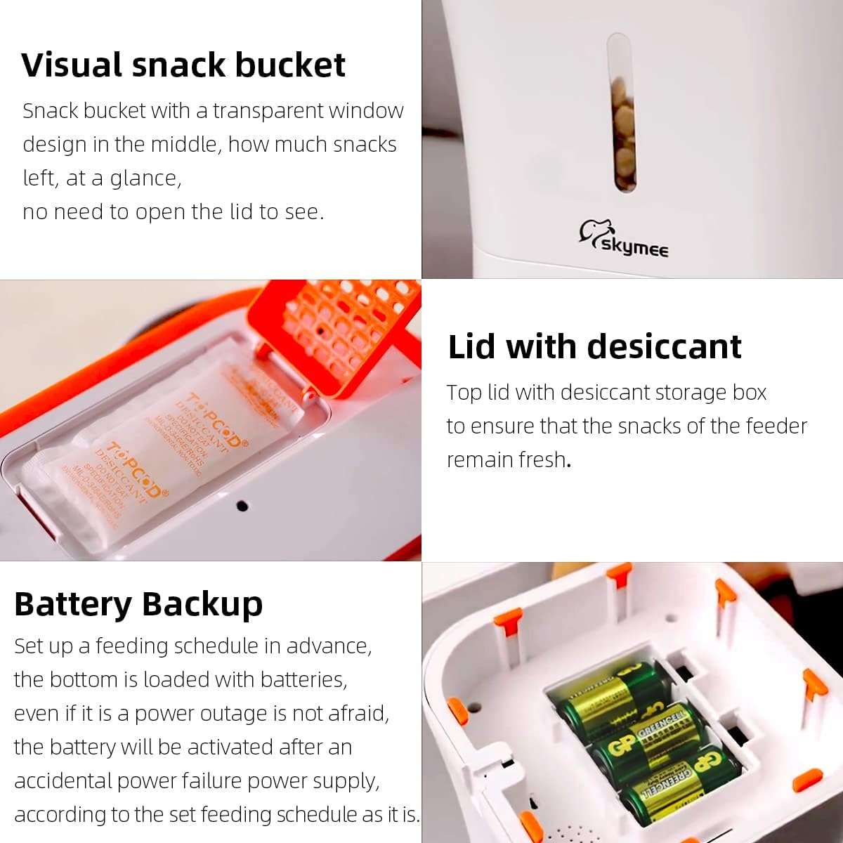 Comedero inteligente blanco de 5 kg con camara HD 1080P audio bidireccional y conexion WiFi 5G para vigilancia de perros y gatos.