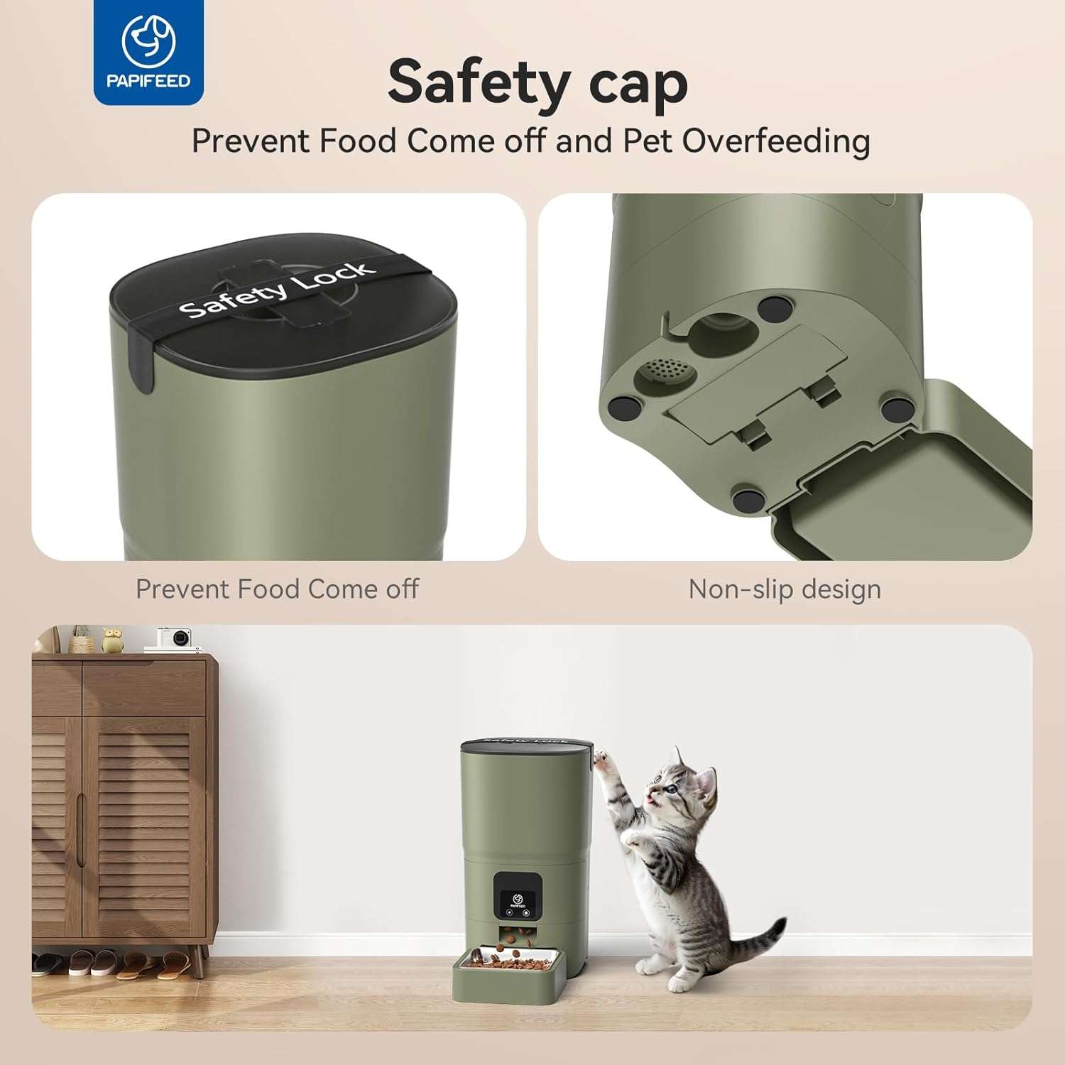 Comedero inteligente blanco programable de 2.7 kg con plato de acero inoxidable y conexion WiFi para mascotas.