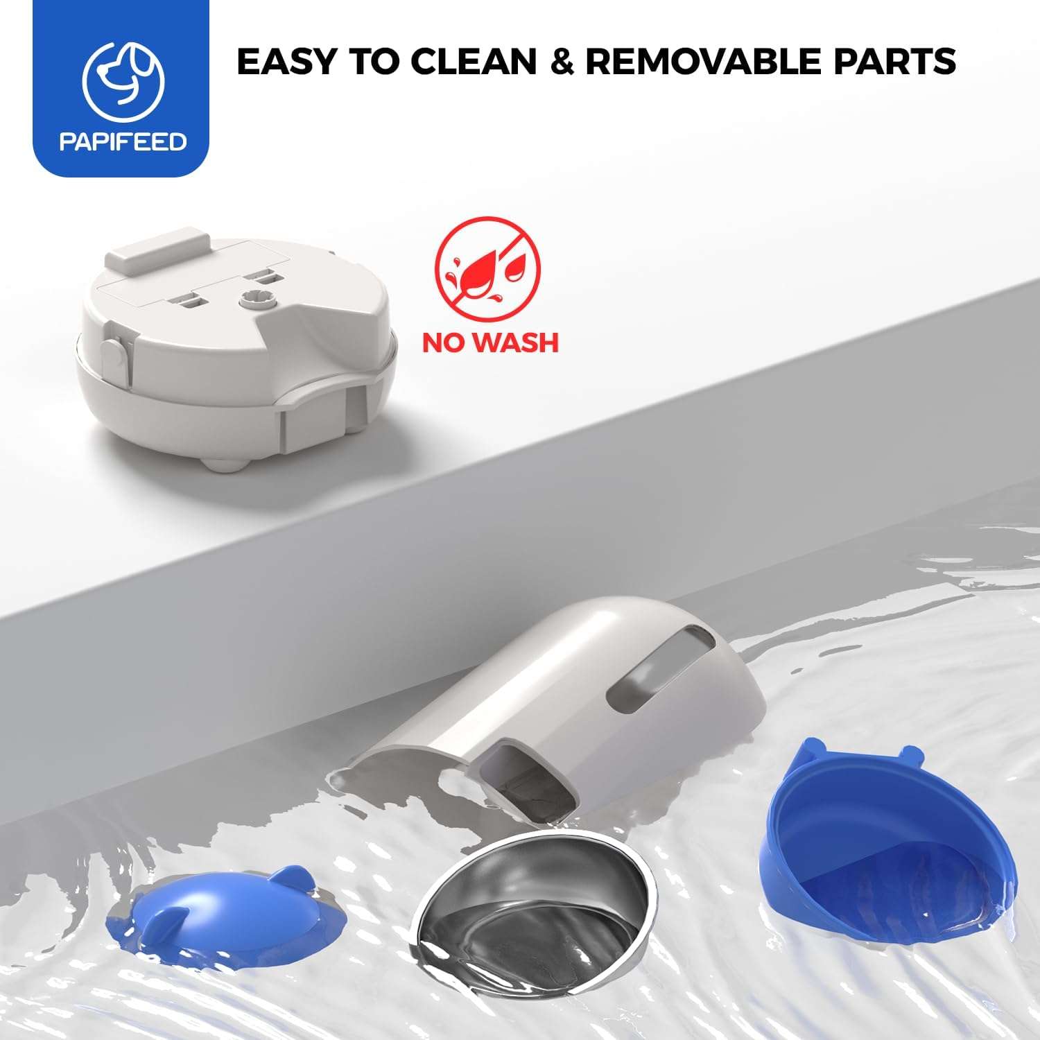 Comedero inteligente blanco para gatos y perros pequeños con conexion WiFi capacidad 1.3 kg sistema anti humedad y respaldo por bateria.