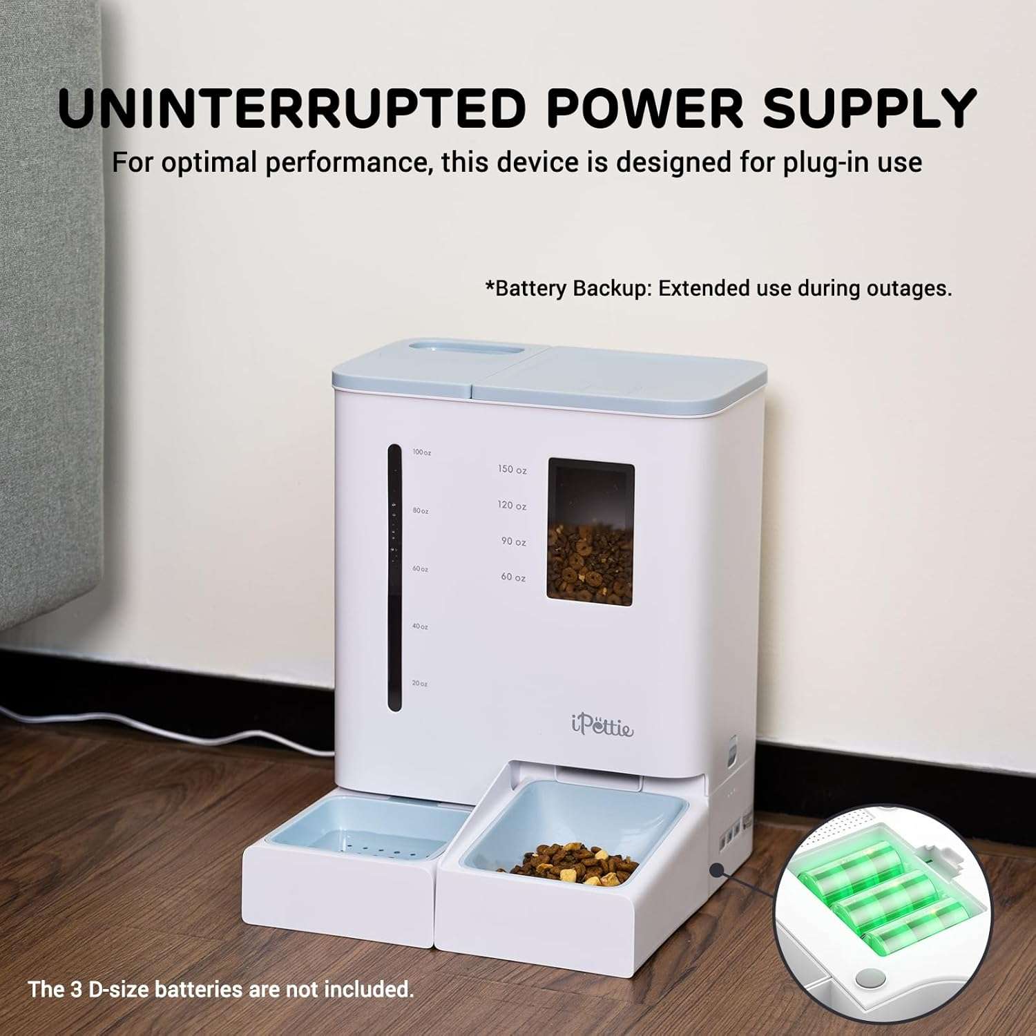 Combo de 2.2 kg de comida y 3.6 L de agua. Control por app, sistema anti-atascos y proteccion contra humedad. Ideal para asegurar la nutricion de su mascota de forma remota.