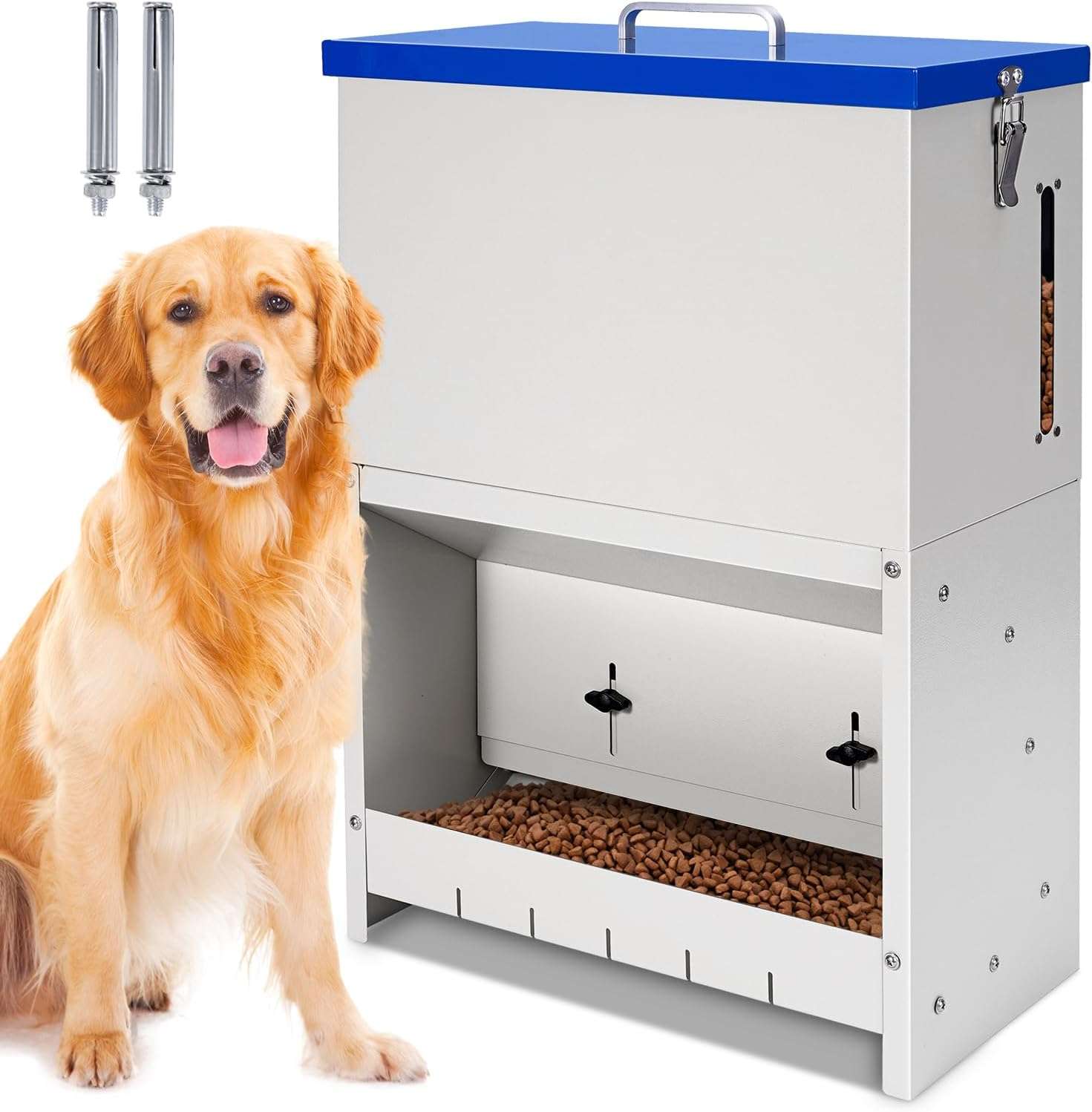 Comedero automático por gravedad de acero galvanizado para perros grandes capacidad 10 kilos.