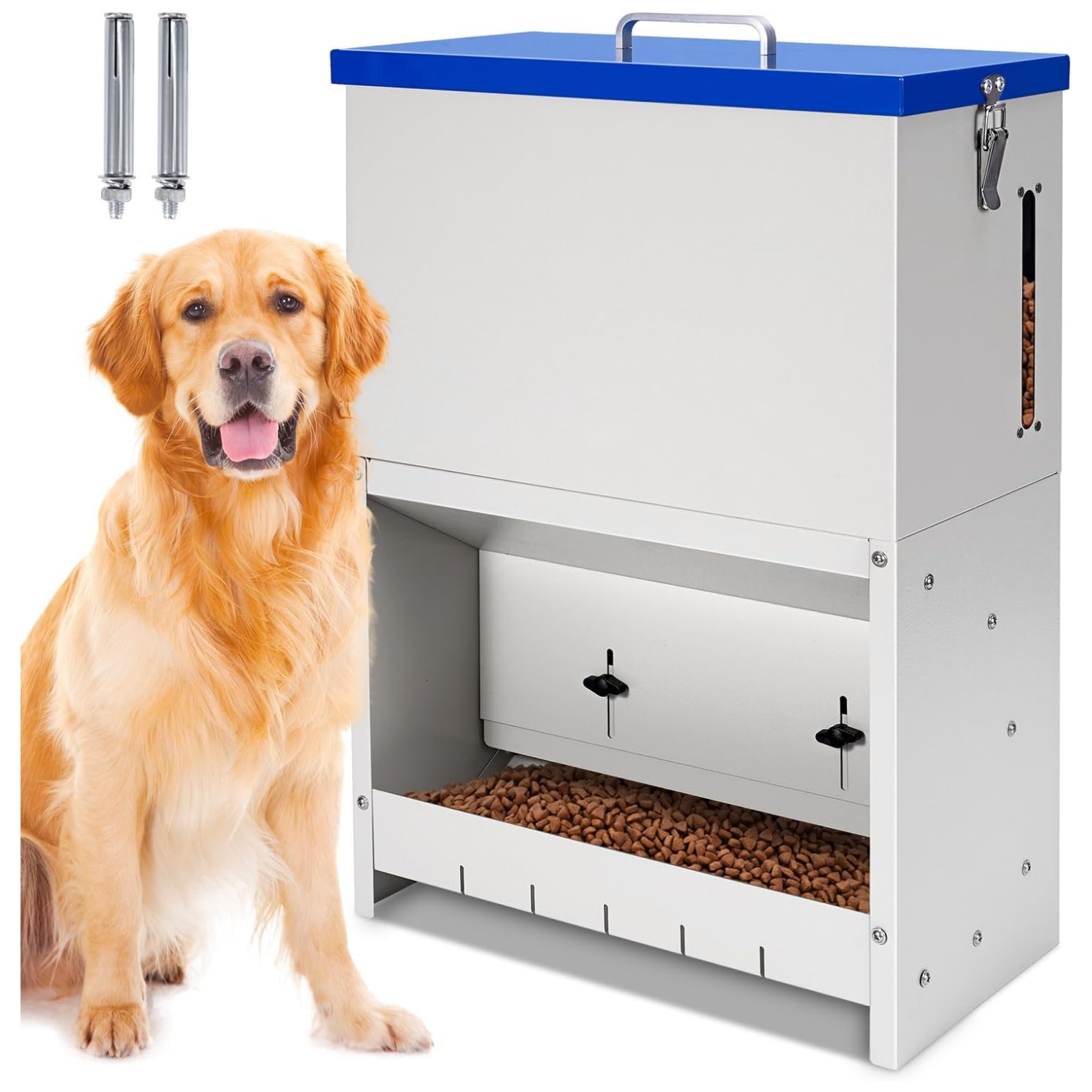 Comedero automático por gravedad de acero galvanizado para perros grandes capacidad 10 kilos.