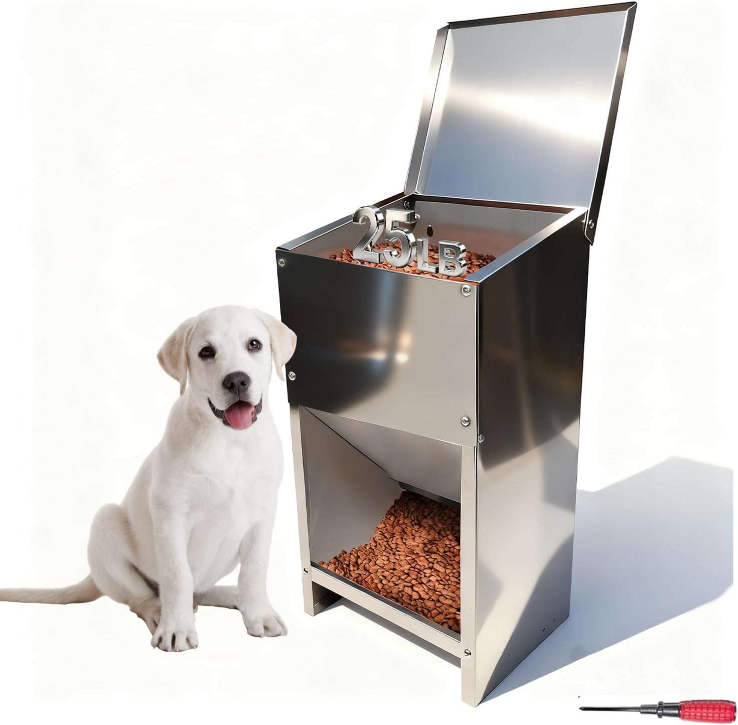 Comedero Automatico por Gravedad de Acero Inoxidable para Perros Grandes 11 kg y 23 kg - Imagen 9