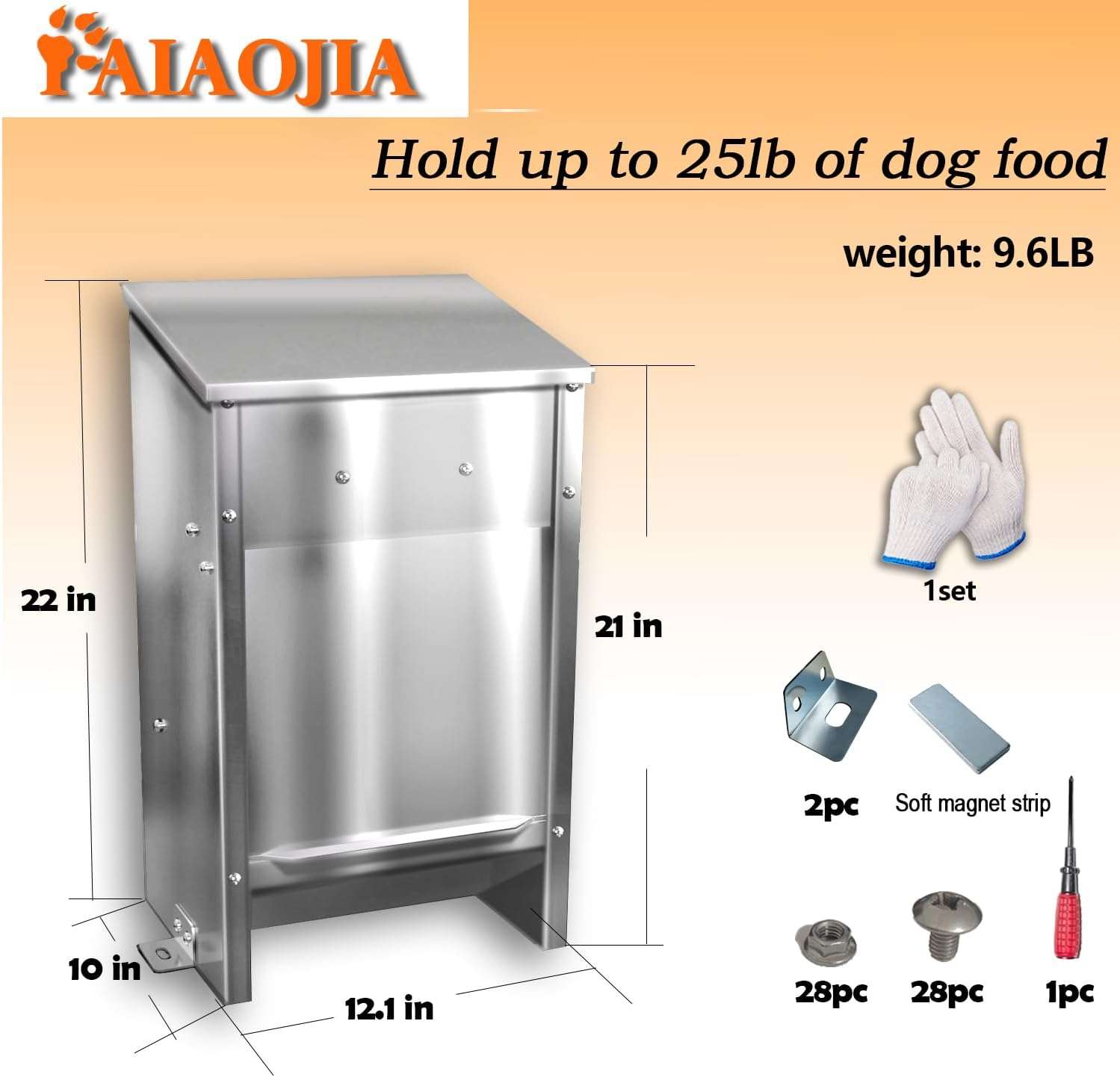Comedero Automatico por Gravedad de Acero Inoxidable para Perros Grandes 11 kg y 23 kg - Imagen 2